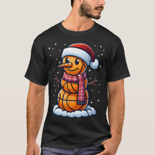 Funny Christmas Basketball Snowman Santa Basketbal T-Shirt