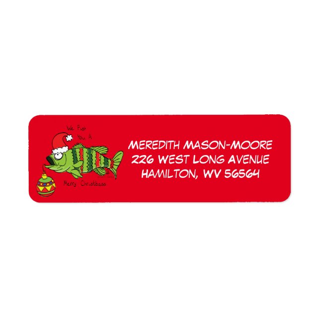 Funny Christmas Bass Fishing Fish Cute Cartoon (Front)