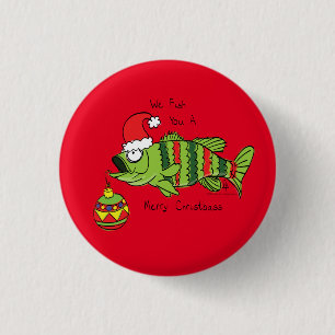Funny Christmas Bass Fishing Fish Cute Cartoon 3 Cm Round Badge