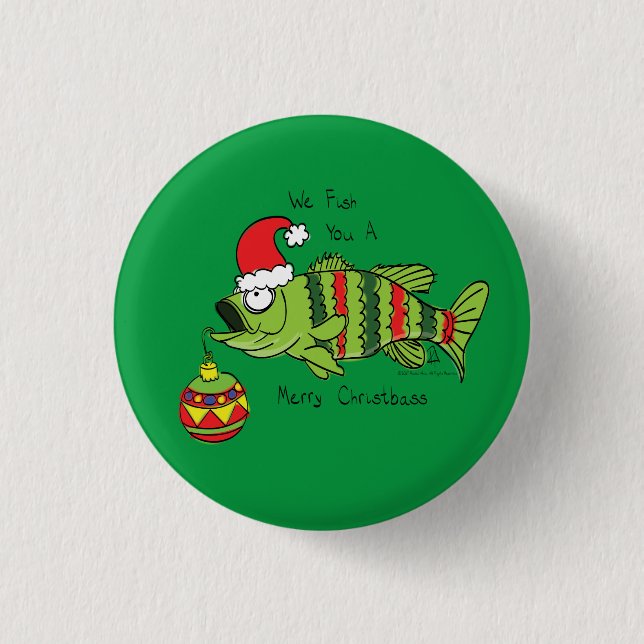 Funny Christmas Bass Fishing Fish Cute Cartoon 3 Cm Round Badge (Front)