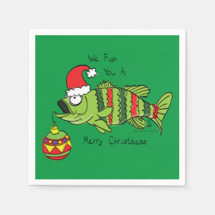Funny Christmas Bass Fishing Fish Cute Cartoon Napkin