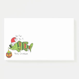 Funny Christmas Bass Fishing Fish Cute Cartoon Post-it Notes