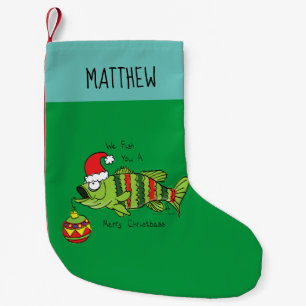 Funny Christmas Bass Fishing Fish Cute Cartoon Small Christmas Stocking