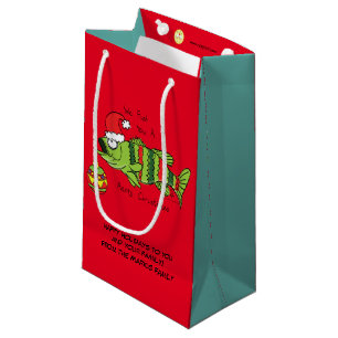 Funny Christmas Bass Fishing Fish Cute Cartoon Small Gift Bag