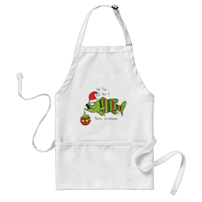 Funny Christmas Bass Fishing Fish Cute Cartoon Standard Apron (Front)