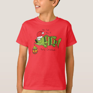 Funny Christmas Bass Fishing Fish Cute Cartoon T-Shirt