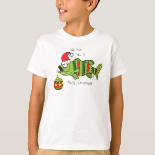 Funny Christmas Bass Fishing Fish Cute Cartoon T-Shirt