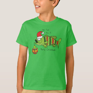 Funny Christmas Bass Fishing Fish Cute Cartoon T-Shirt