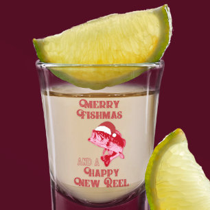 Funny Christmas Bass Fishing Shot Glass