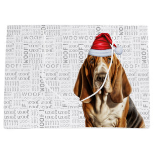 Funny Christmas Basset Hound Dog Lover Large Gift Bag