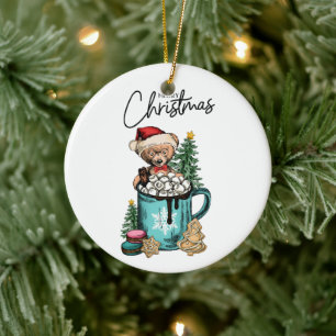 Funny Christmas Bear, Funny Christmas Gift Ceramic Tree Decoration