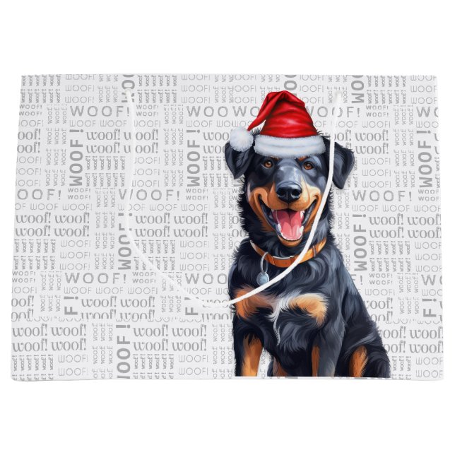Funny Christmas Beauceron Dog Lover Large Gift Bag (Front)
