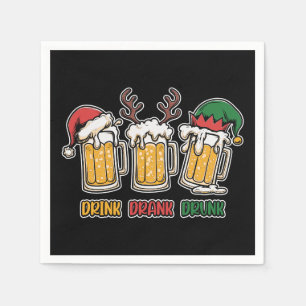 Funny Christmas beer drinking party  Napkin