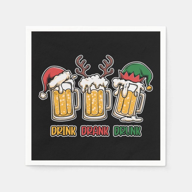 Funny Christmas beer drinking party  Napkin (Front)