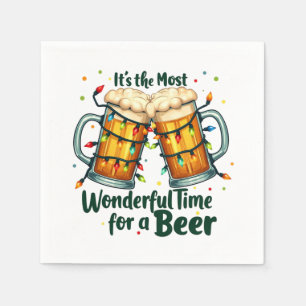 Funny Christmas beer drinking party  Napkin