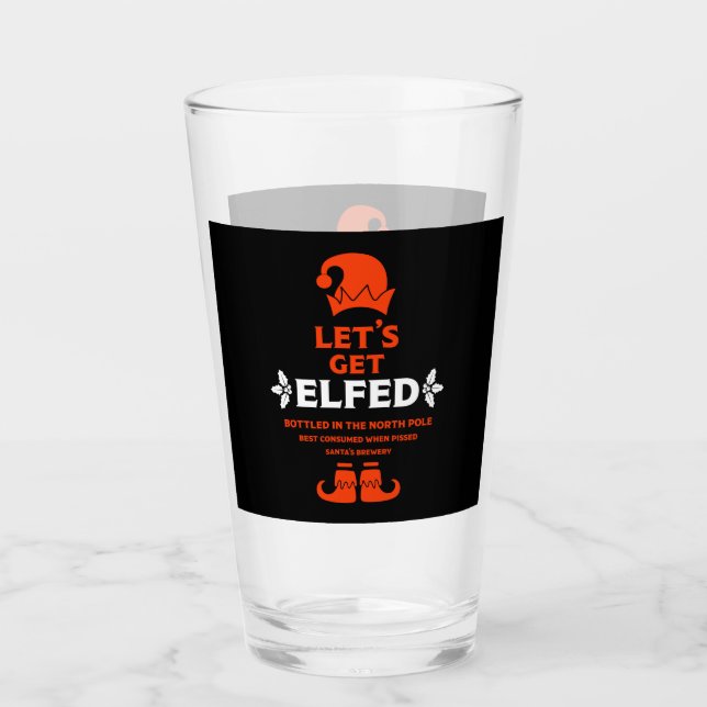 Funny Christmas Beer Labels Glass (Front)