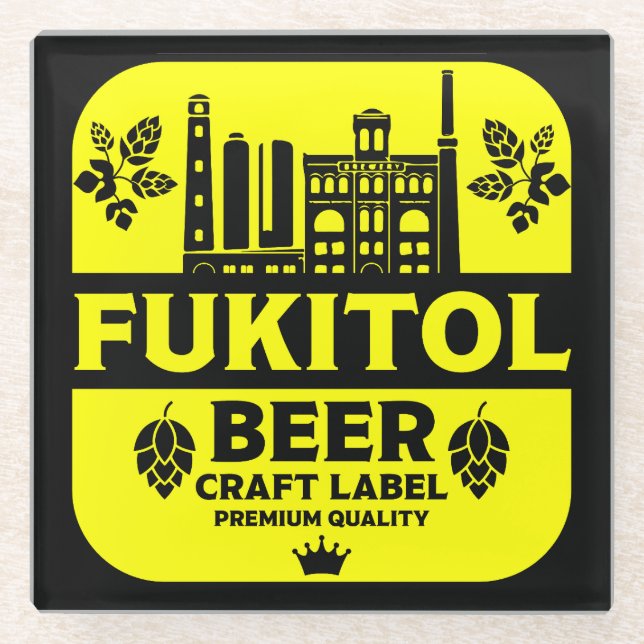 Funny Christmas Beer Labels Glass Coaster (Front)