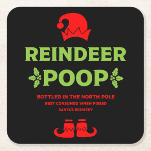 Funny Christmas Beer Labels Square Paper Coaster