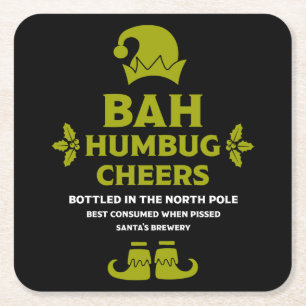 Funny Christmas Beer Labels Square Paper Coaster