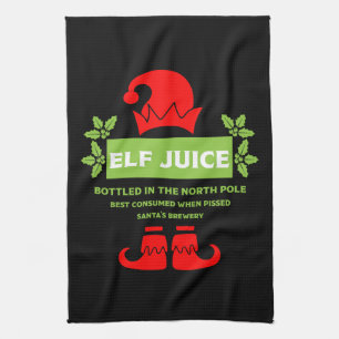 Funny Christmas Beer Labels Tea Towel