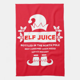 Funny Christmas Beer Labels Tea Towel