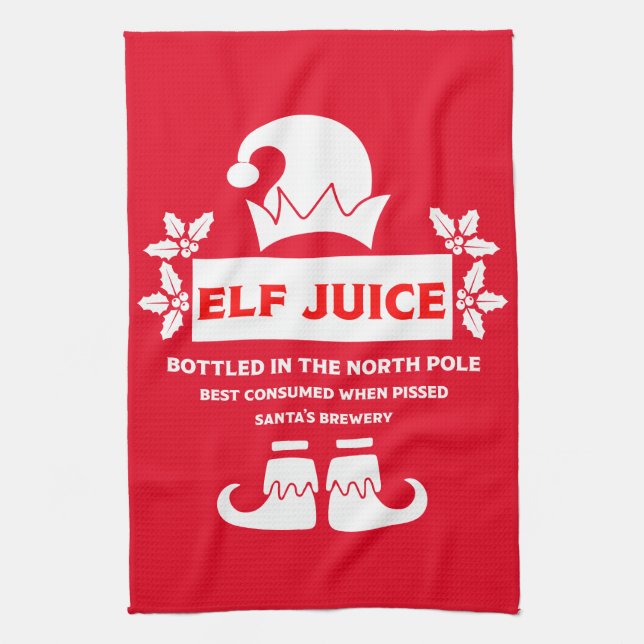Funny Christmas Beer Labels Tea Towel (Vertical)