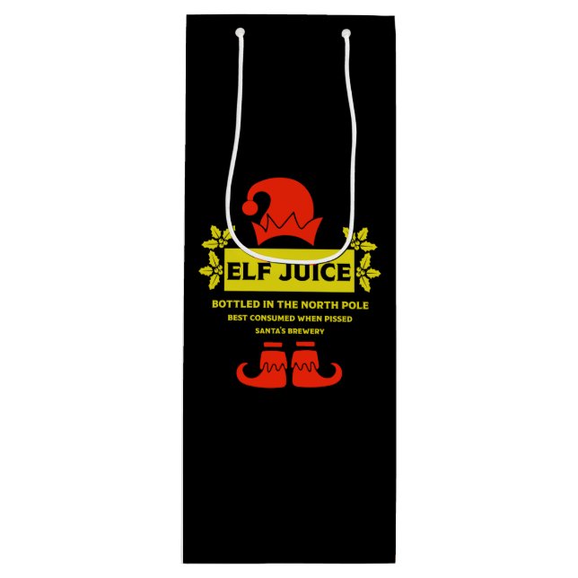 Funny Christmas Beer Labels Wine Gift Bag (Front)