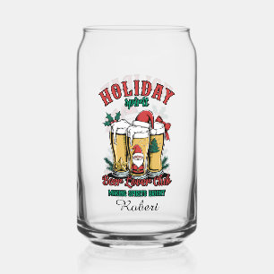 Funny Christmas beer lover club add name Can Glass