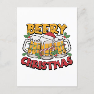 Funny Christmas beer word art  Holiday Postcard