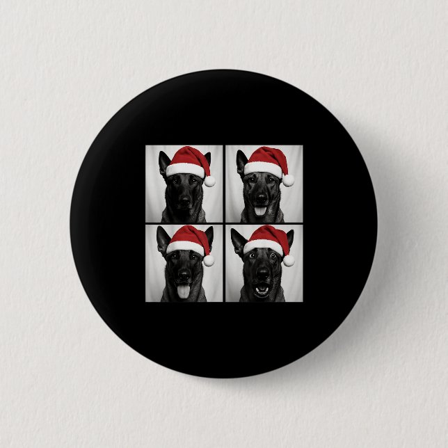 Funny Christmas Belgian Malinois Santa Dog Lover P 6 Cm Round Badge (Front)