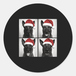 Funny Christmas Belgian Malinois Santa Dog Lover P Classic Round Sticker