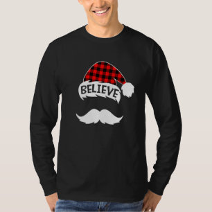 Funny Christmas Believe Red Buffalo Plaid Merry Ch T-Shirt