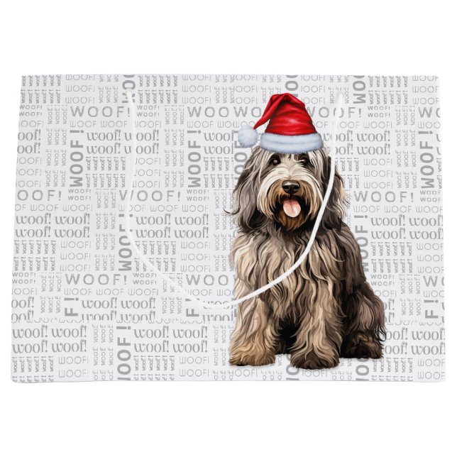 Funny Christmas Bergamasco Dog Lover Large Gift Bag (Front)