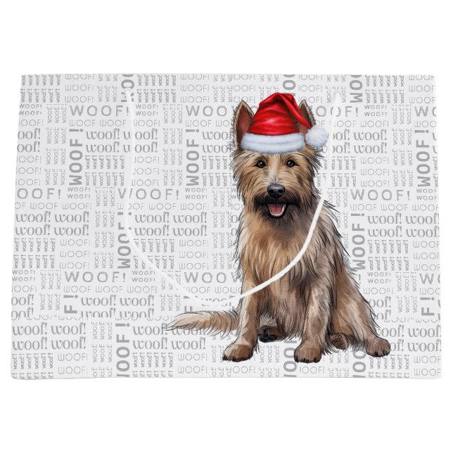 Funny Christmas Berger Picard Dog Lover Large Gift Bag (Front)