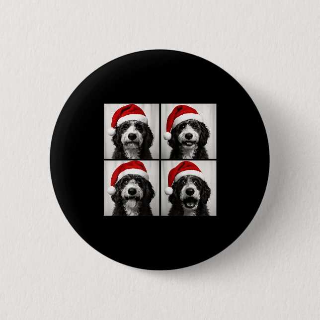 Funny Christmas Bernedoodle Santa Doodle Dog Photo 6 Cm Round Badge (Front)