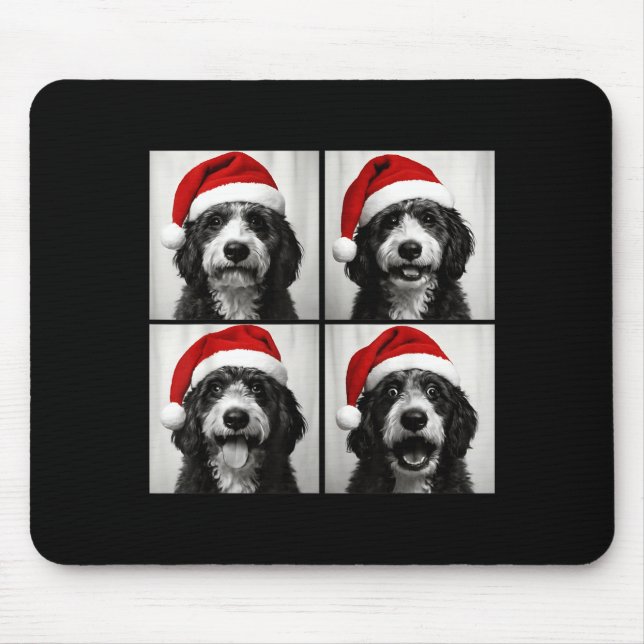 Funny Christmas Bernedoodle Santa Doodle Dog Photo Mouse Mat (Front)