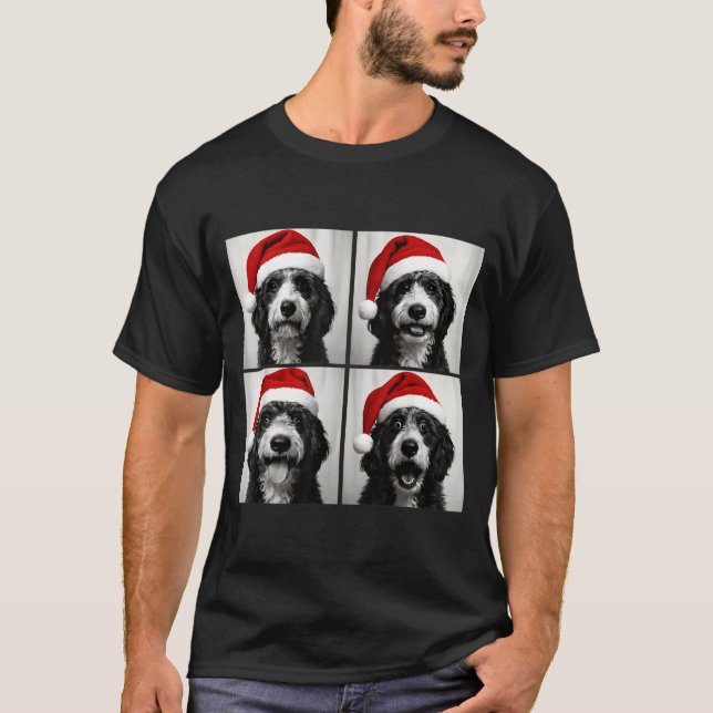 Funny Christmas Bernedoodle Santa Doodle Dog Photo T-Shirt (Front)