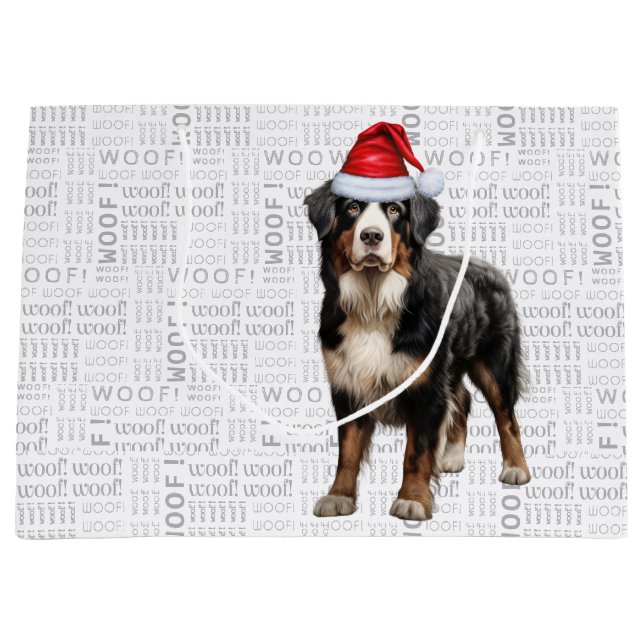 Funny Christmas Bernese Mountain Dog Lover Large Gift Bag (Front)