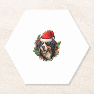 Funny Christmas Bernese Mountain Dog Paper Coaster
