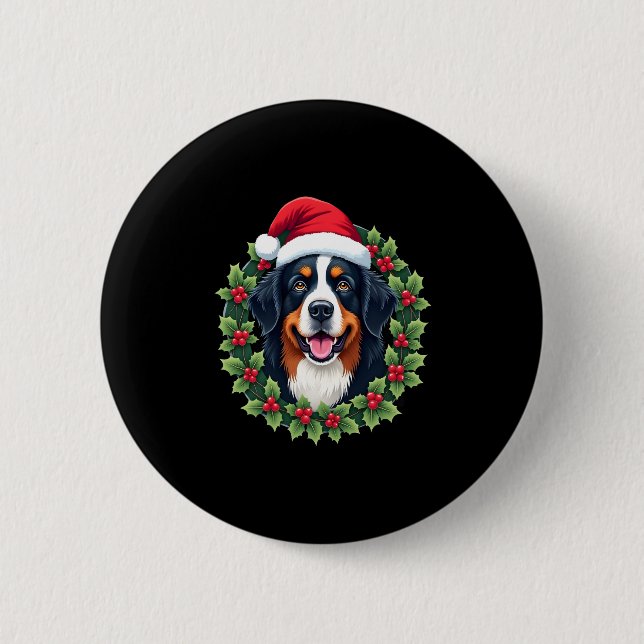 Funny Christmas Bernese Mountain Dog Tank Top 6 Cm Round Badge (Front)