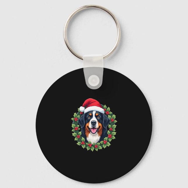 Funny Christmas Bernese Mountain Dog Tank Top Key Ring (Front)