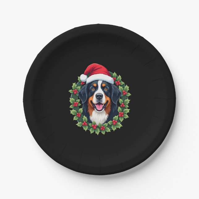 Funny Christmas Bernese Mountain Dog Tank Top Paper Plate (Front)