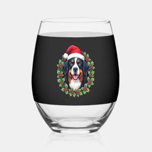 Funny Christmas Bernese Mountain Dog Tank Top Stemless Wine Glass