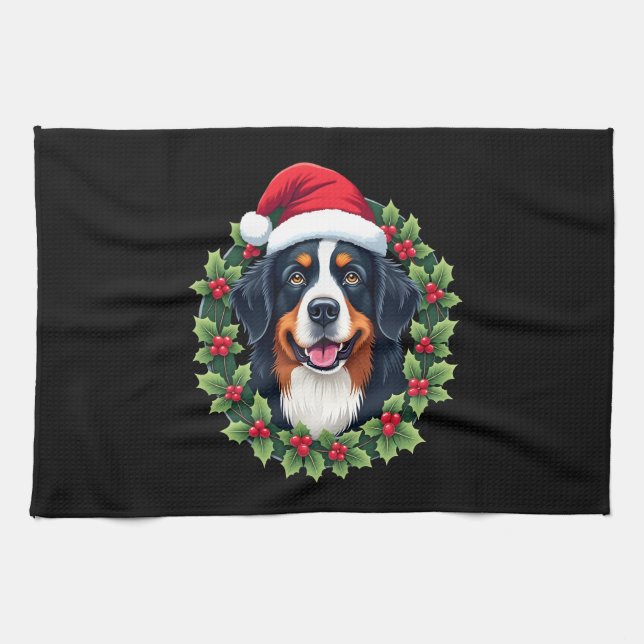 Funny Christmas Bernese Mountain Dog Tank Top Tea Towel (Horizontal)