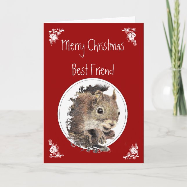 Funny Christmas Best Friend Squirrel Animal Humour Holiday Card (Front)