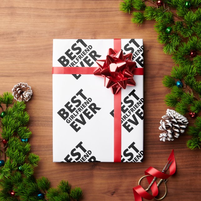 Funny Christmas Best Girlfriend Typography Wrapping Paper (Holiday Gift)