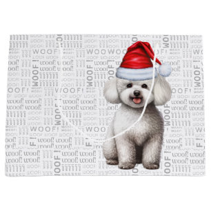 Funny Christmas Bichon Frise Dog Large Gift Bag