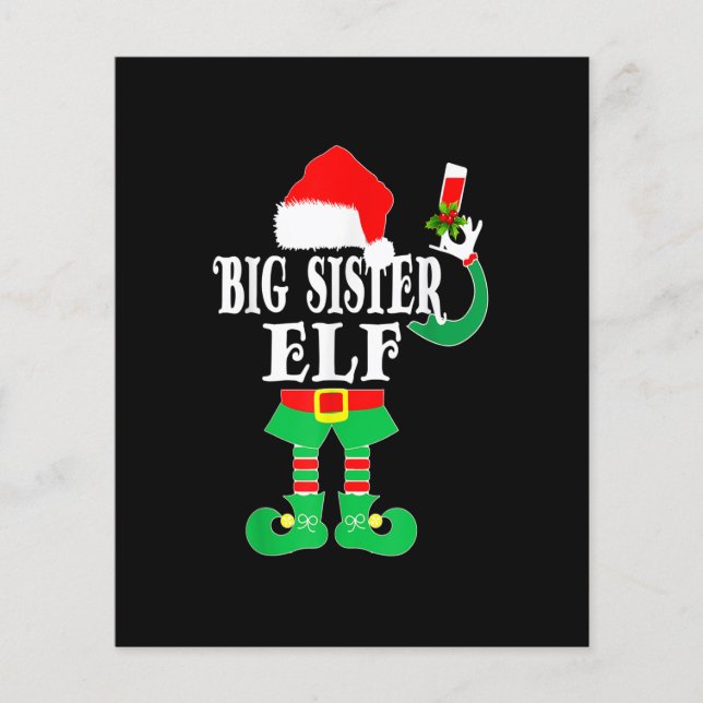 Funny Christmas Big Sister ELF Xmas Pajama Matchin (Front)