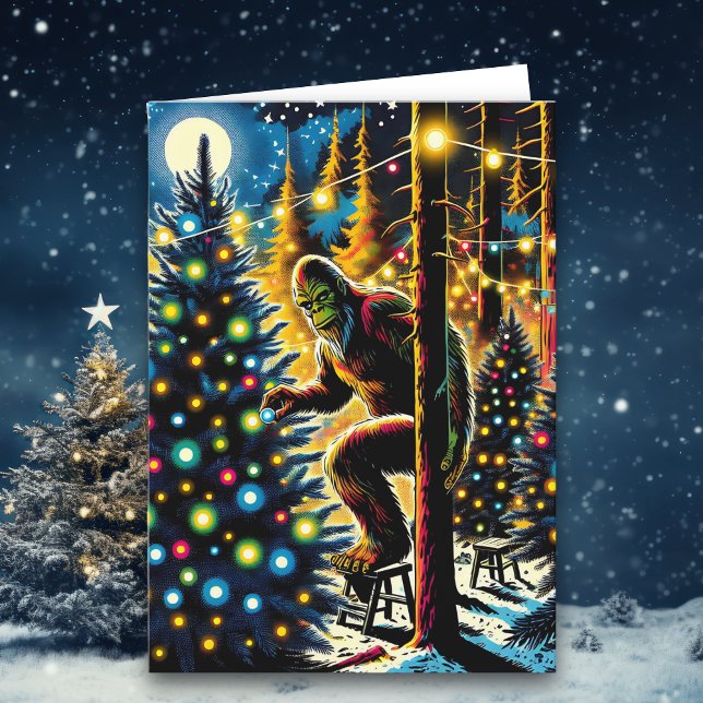 Funny Christmas Bigfoot Personalised Holiday Card (Creator Uploaded)