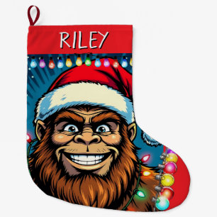 Funny Christmas Bigfoot Personalized Large Christmas Stocking